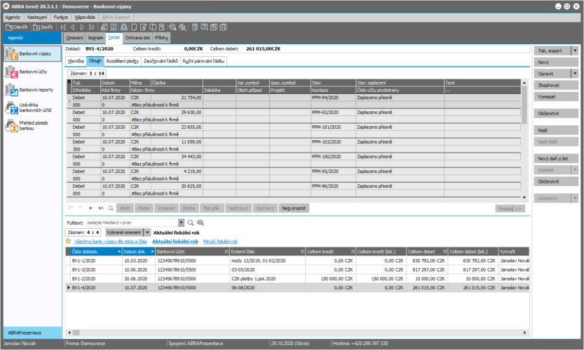 Banka a homebanking v ERP systému ABRA Gen