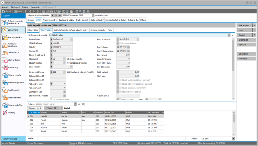Mzdy a personalistika v ERP systému ABRA Gen