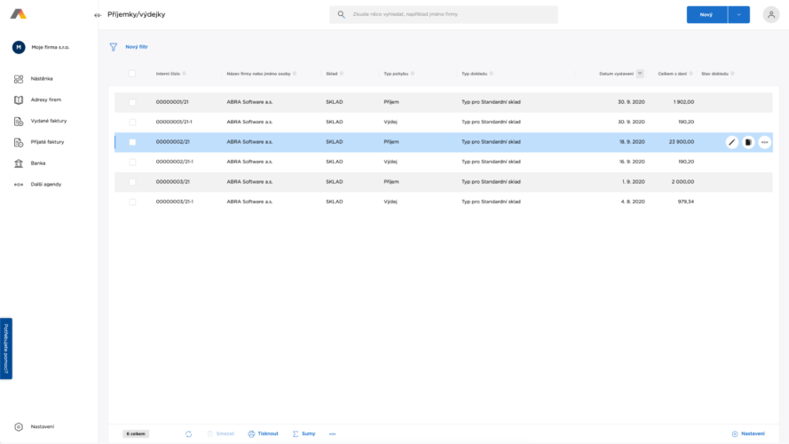 Skladová evidencia v softvéri ABRA Flexi