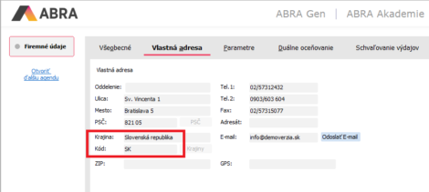 Obr 02: Voľba krajiny a kódu.