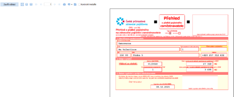 Formulár pre Zdravotnú poisťovňu