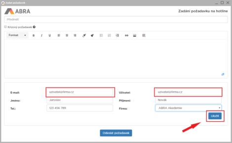 Obr. 3: Vyplnenie a uloženie údajov