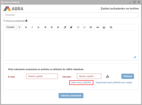 Obr. 2: Kliknite na odkaz "Somm nový používateľ"