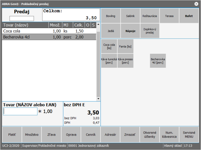 Reštauračná agenda v ERP systéme ABRA Gen