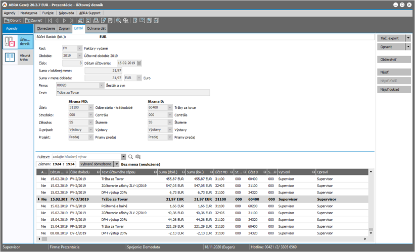 Účtovníctvo a výkazy v ERP systéme ABRA Gen