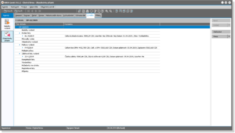 Přehled souvisejících dokladů na záložce X-vazby.