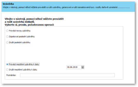 Mezitimní uzávěrka k vybranému datu