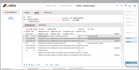 Uložení převzatých předkontací