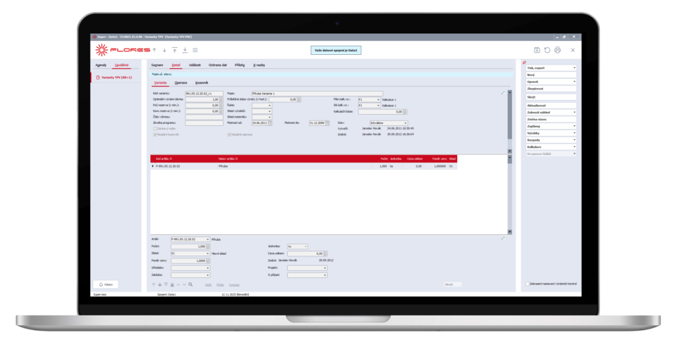ABRA Flores variantní výroba a technická příprava